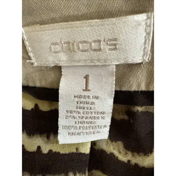 Chico's Women’s Moto Jacket - Size 1 M - Tan - Zipper Pockets - Picture 8 of 8